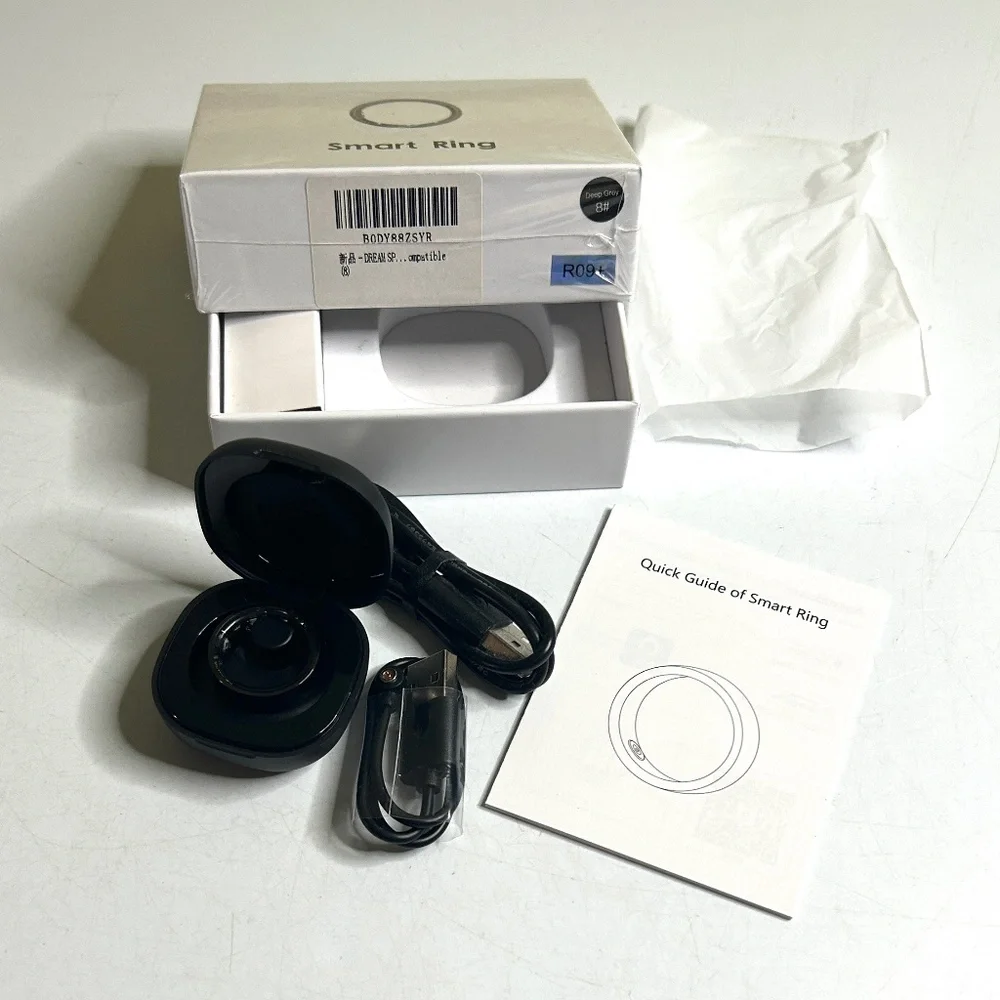 Fitness Ring Health Tracker Black Size 8